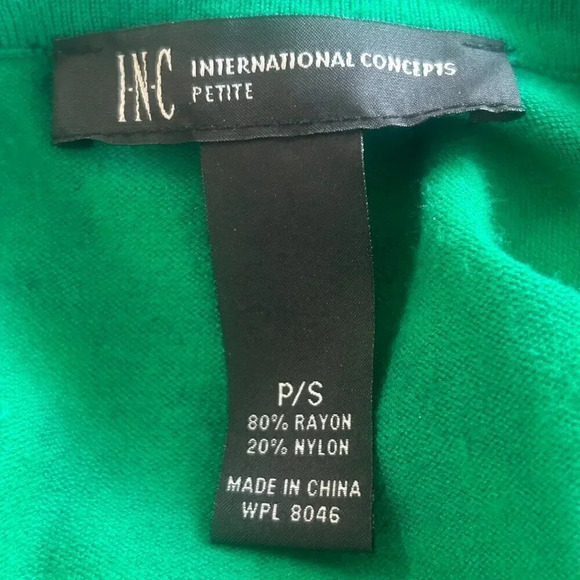 INC International Concepts Kelly Green and Black Beaded Neck Sweater - Picture 3 of 8